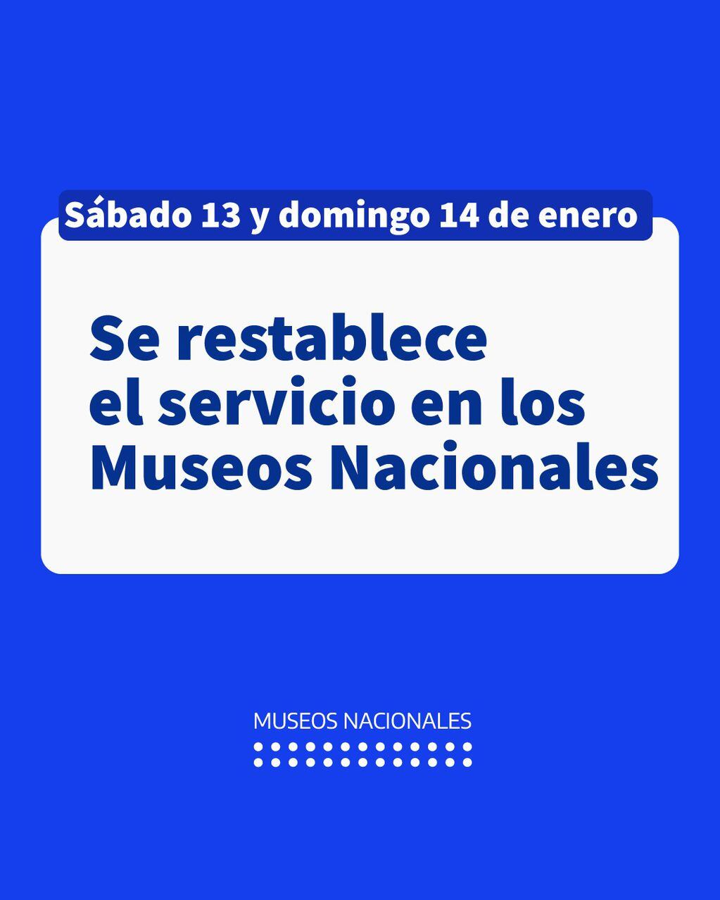 Comunicado de los Museos Nacionales.