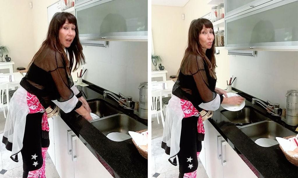 Moria Casán y el detalle que se le pasó al lavar los platos: abrir el agua de la canilla