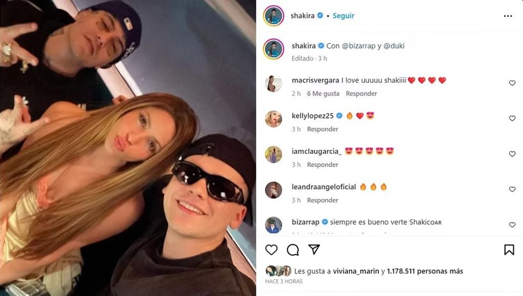 Shakira, Bizarrap y Duki compartieron un agradable rato en Miami, desatando rumores de una colaboración entre los tres. Gentileza: @shakira/instagram.