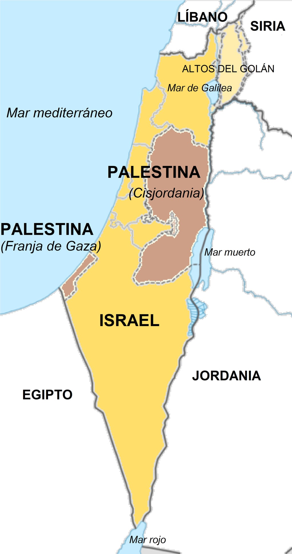 Los dos estados de Palestina e Israel. Foto: web