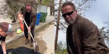 Video: Arnold Schwarzenegger agarró la pala y tapó baches por las calles de California