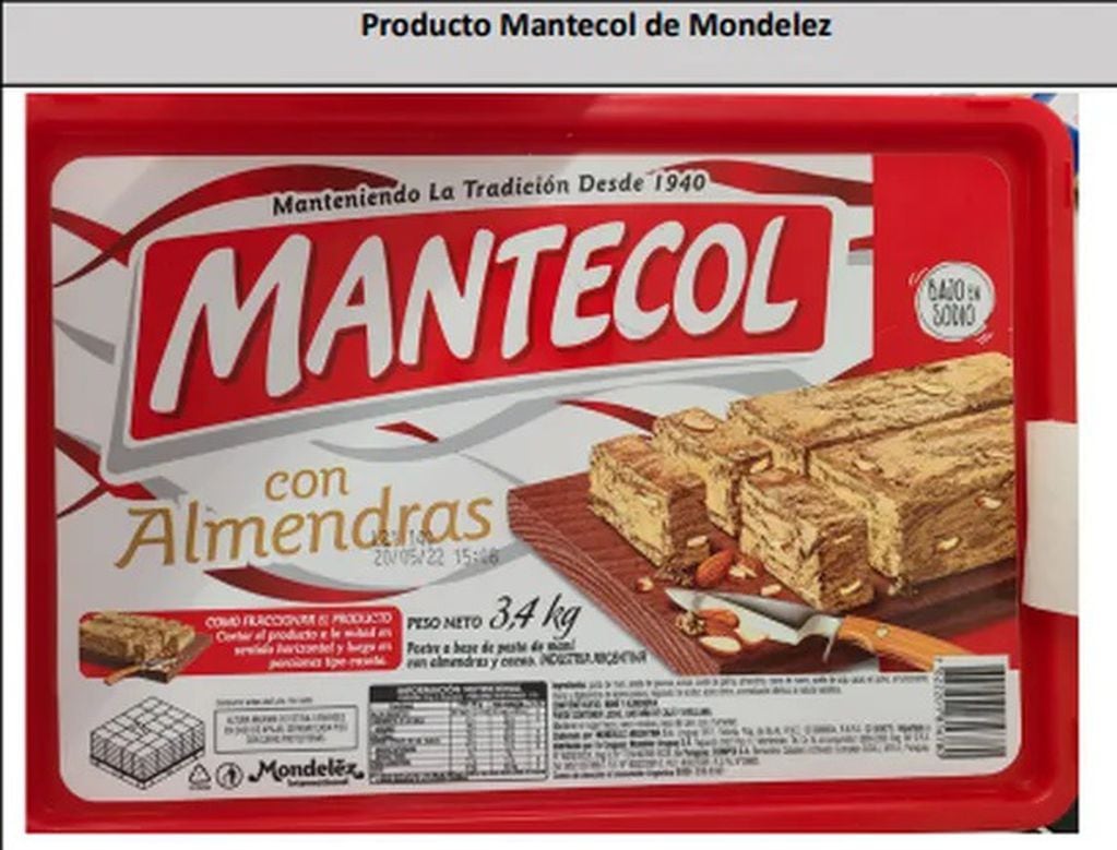 Mantecol original de Mondelez (Foto: Anmat)