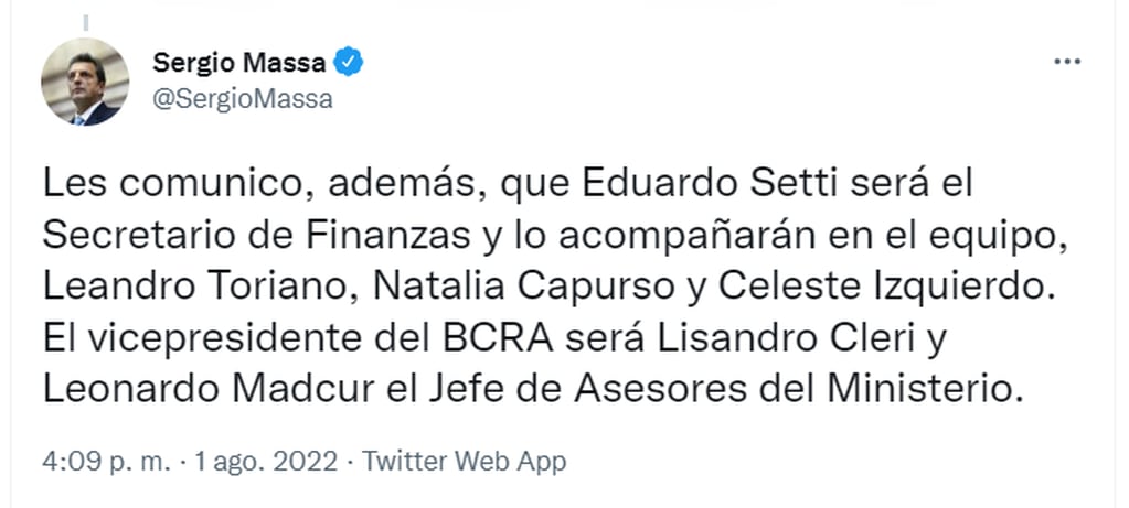 Twitter Sergio Massa