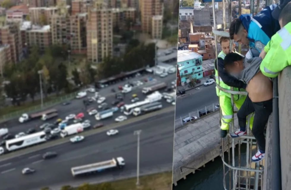 Se vivieron instantes de tensión en la Autopista La Plata-Buenos Aires, cuando una persona quiso suicidarse arrojándose al vacío desde un puente.