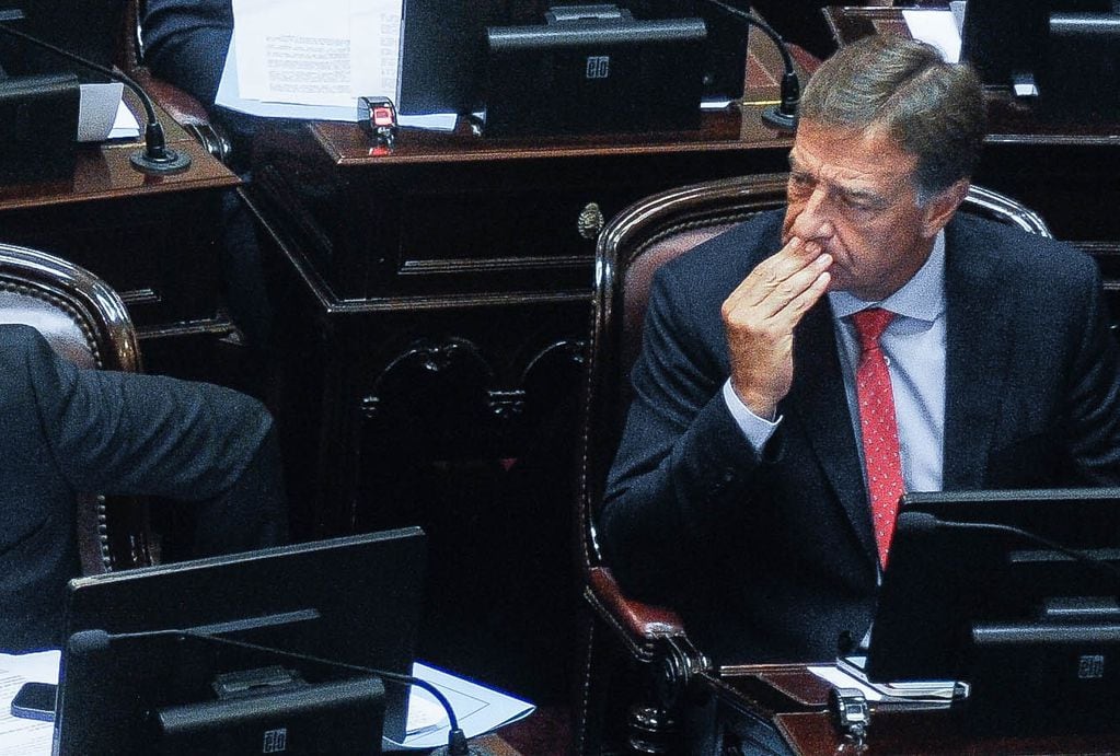 Rodolfo Suárez en el Senado durante el debate sobre el DNU de Milei. Foto: Federico Lopez Claro