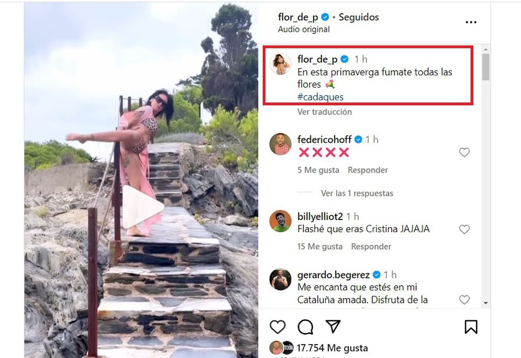 Polémico mensaje de Flor Peña en redes. Captura de Instagram.