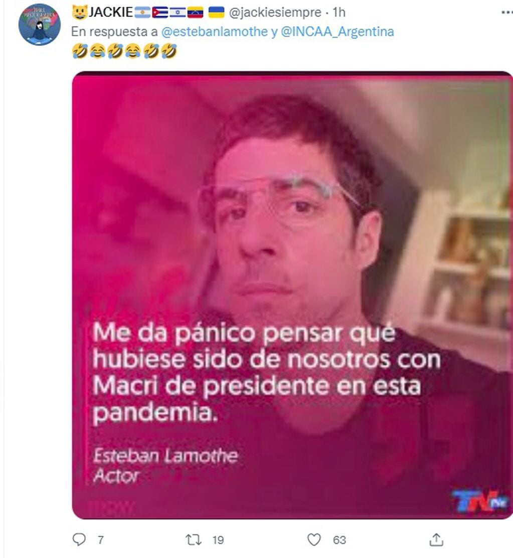 "Tugo": a Esteban Lamothe le recordaron que apoya a Alberto Fernández (Twitter)