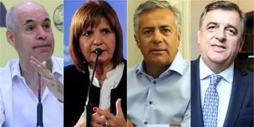 Horacio Rodríguez Larreta, Patricia Bullrich, Alfredo Cornejo y Mario Negri, de Juntos por el Cambio 