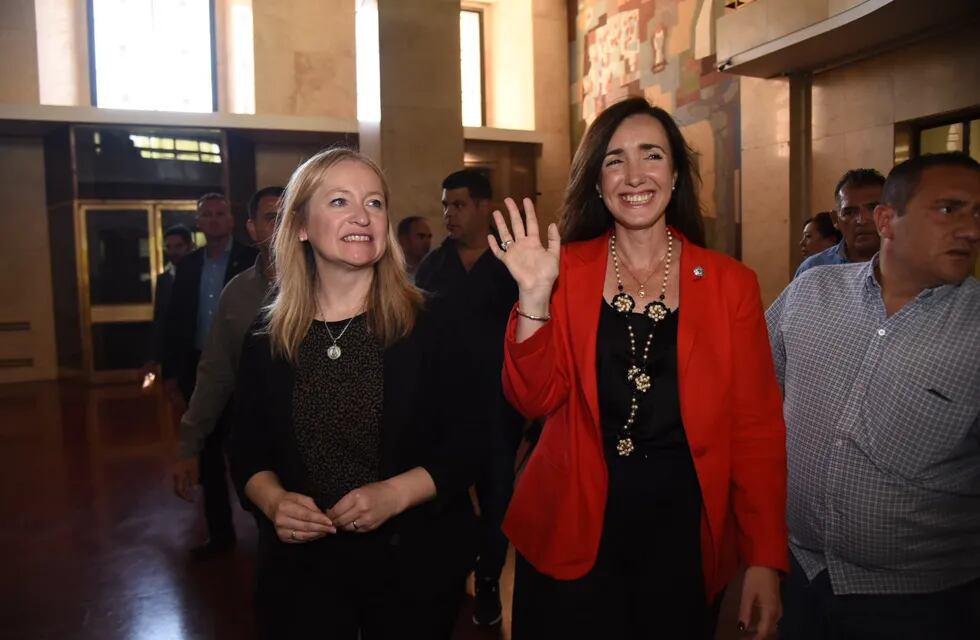 La vicegobernadora Hebe Casado junto a la vicepresidenta Victoria Villarruel. Foto: Prensa Gobierno de Mendoza.