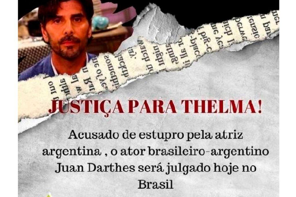Artistas brasileñas lanzaron una campaña en apoyo a Thelma Fardín, en el día que comenzó el juicio a Juan Darthés.