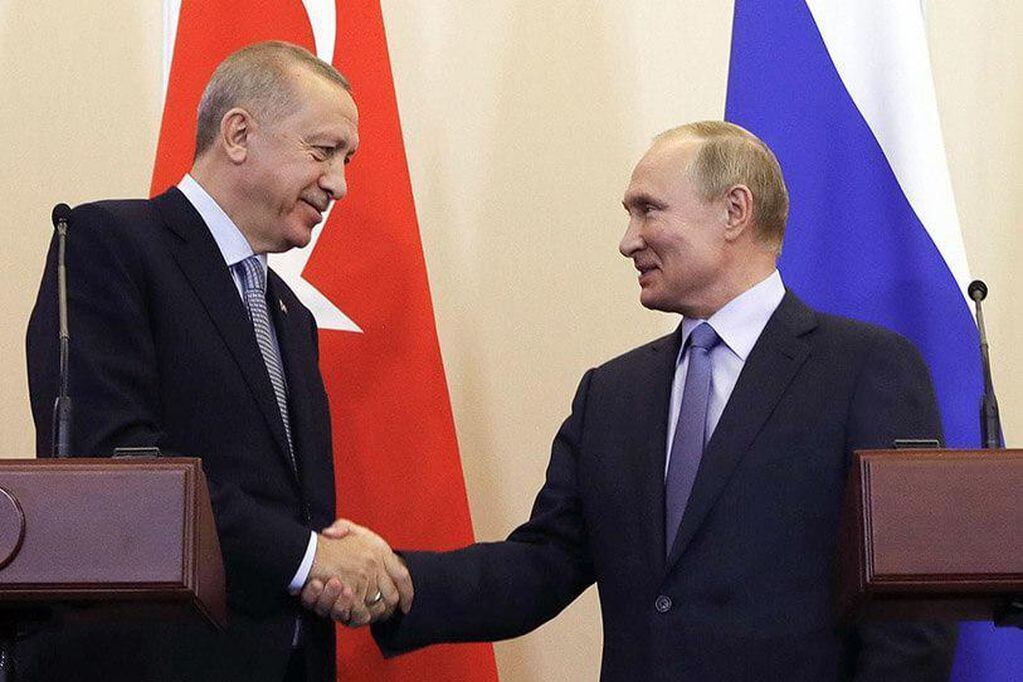 Recepp Erdogan y Vladimir Putin, presidentes de Turquía y Rusia, respectivamente.