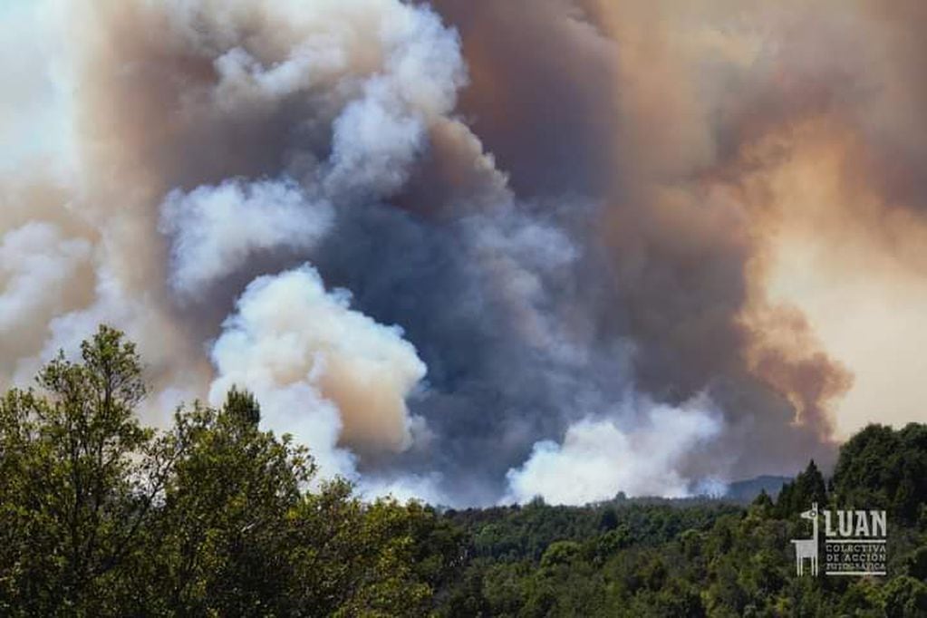 Las fotos del incendio forestal inundan las redes sociales. Foto: Redes.