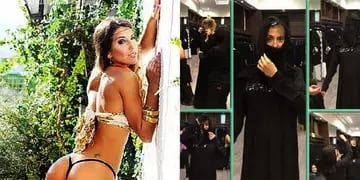 Instalada en Dubai junto a Matías Defederico (25) y sus mellizas, la morocha jugó a vestirse como una musulmana más.