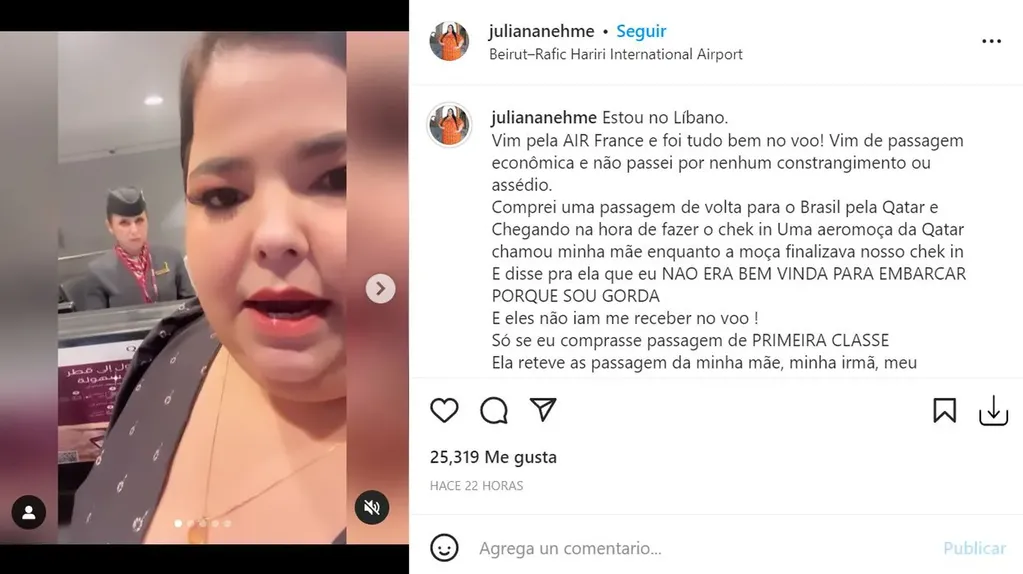 La modelo Juliana Nehme denunció ser víctima de gordofobia. Foto: Instagram / @juliananehme.