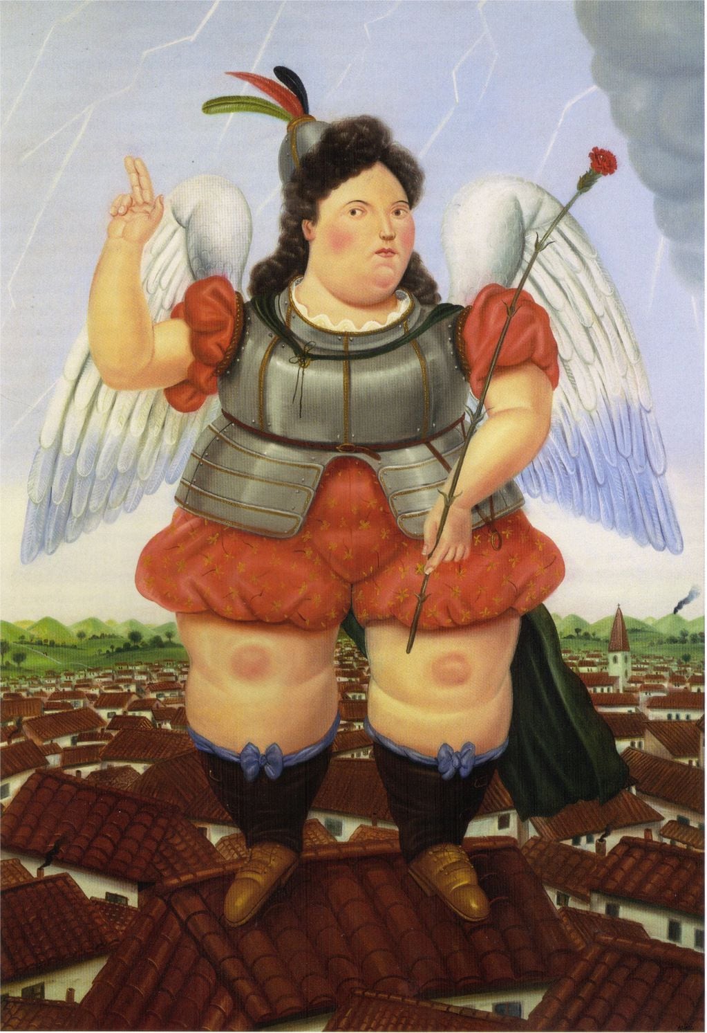 Arcángel, una pintura que representa el estilo típico del artista colombiano.