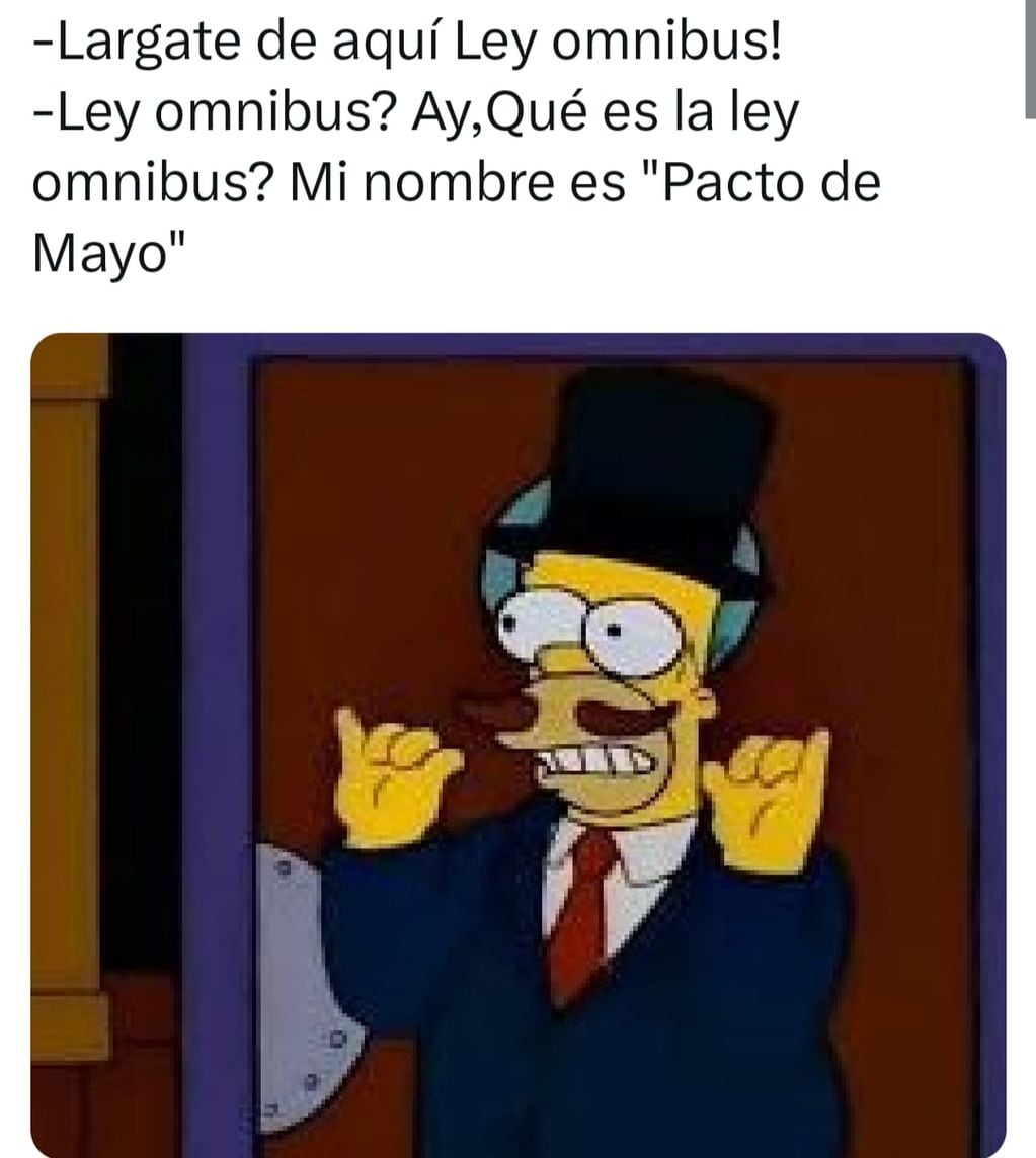 Los memes sobre el "Pacto de Mayo" anunciado por Javier Milei en el congreso. (X)