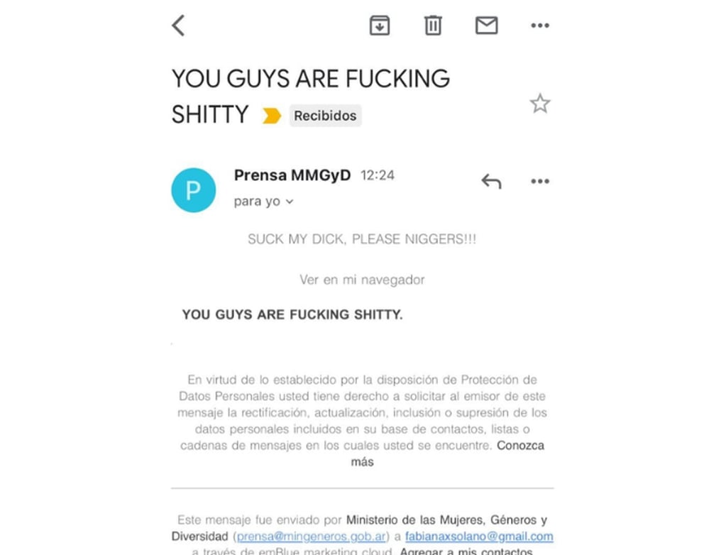 Quienes perpetraron el ciberataque enviaron correos en los que escribieron “Ustedes son una mierda” en inglés. Foto: @semimorocha / Twitter