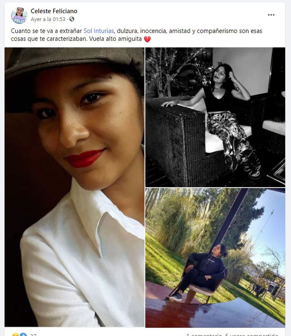 Posteos en Facebook  por la muerte de Marisol Inturias