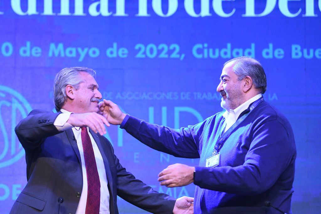 Alberto Fernández con Héctor Daer, uno de los secretarios generales de la CGT. Foto: Presidencia.