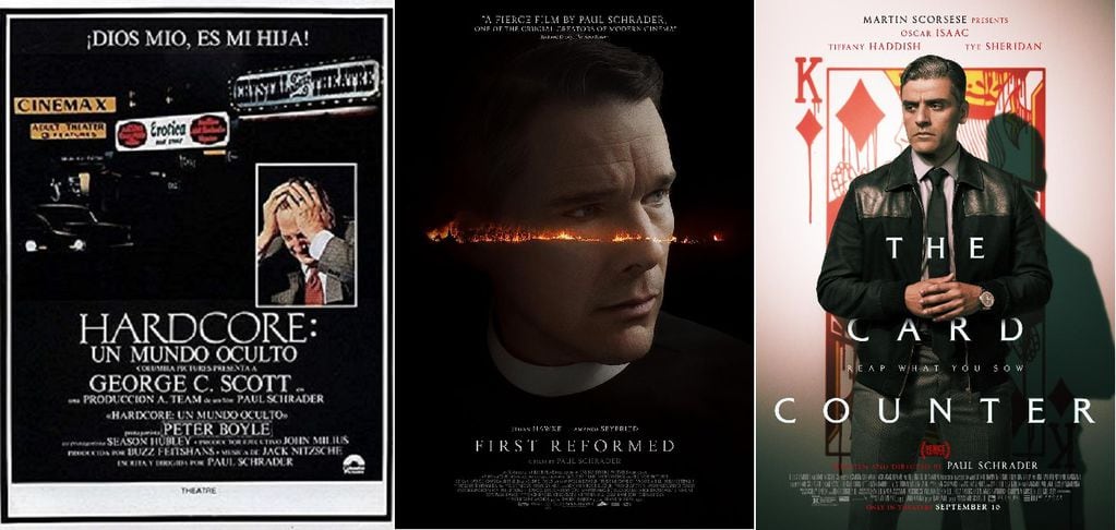 Hardcore (1979), First Reformed (2017) y The Card Counter (2021), tres películas que dirigió Paul Schrader