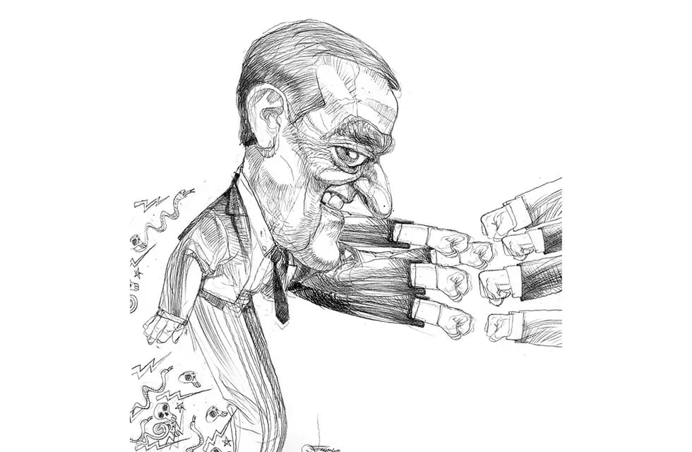 El gobernador Suárez suma aliados a Cambio Mendoza a días del cierre de listas electorales. Caricatura: Gabriel Fernandez.