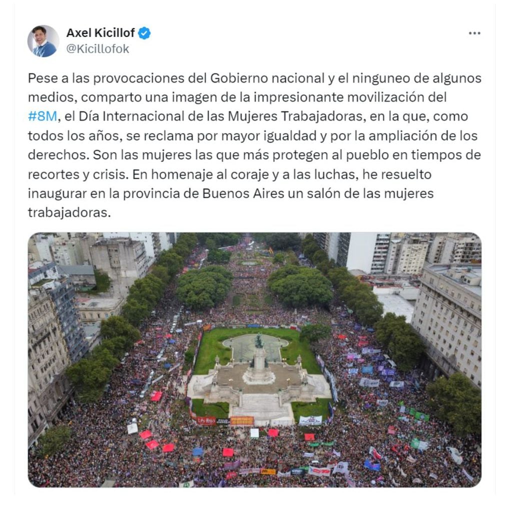 El posteo compartido por el gobernador de Buenos Aires en su cuenta de X (captura)
