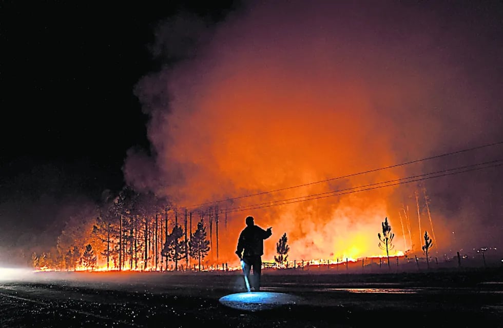 Incendio forestal en Ituzaingó, en la provincia de Corrientes. Foto: Rodrigo Abd / AP