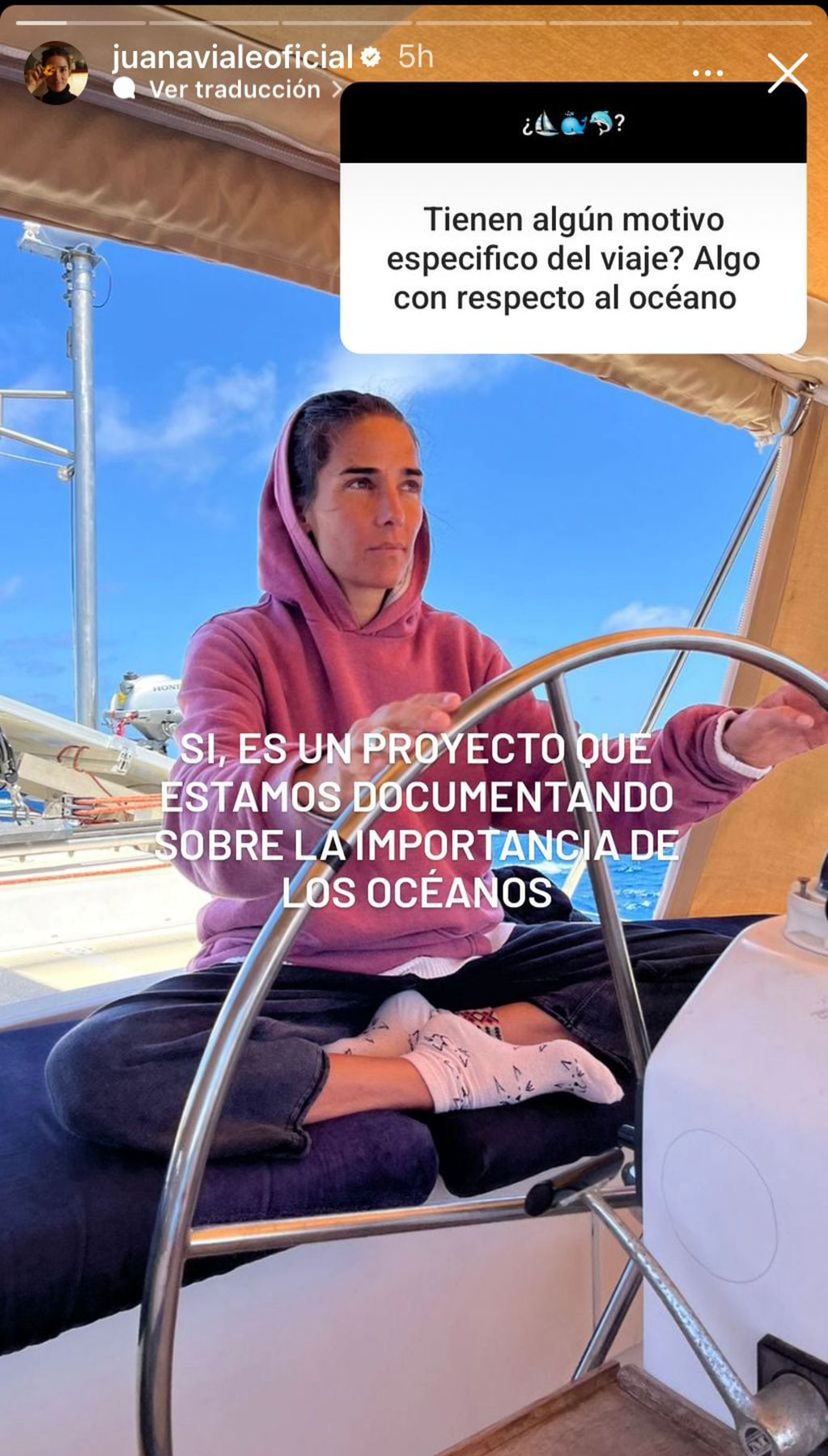La travesía ecológica y por el océano de Juana Viale junto a su pareja. Captura de Instagram.