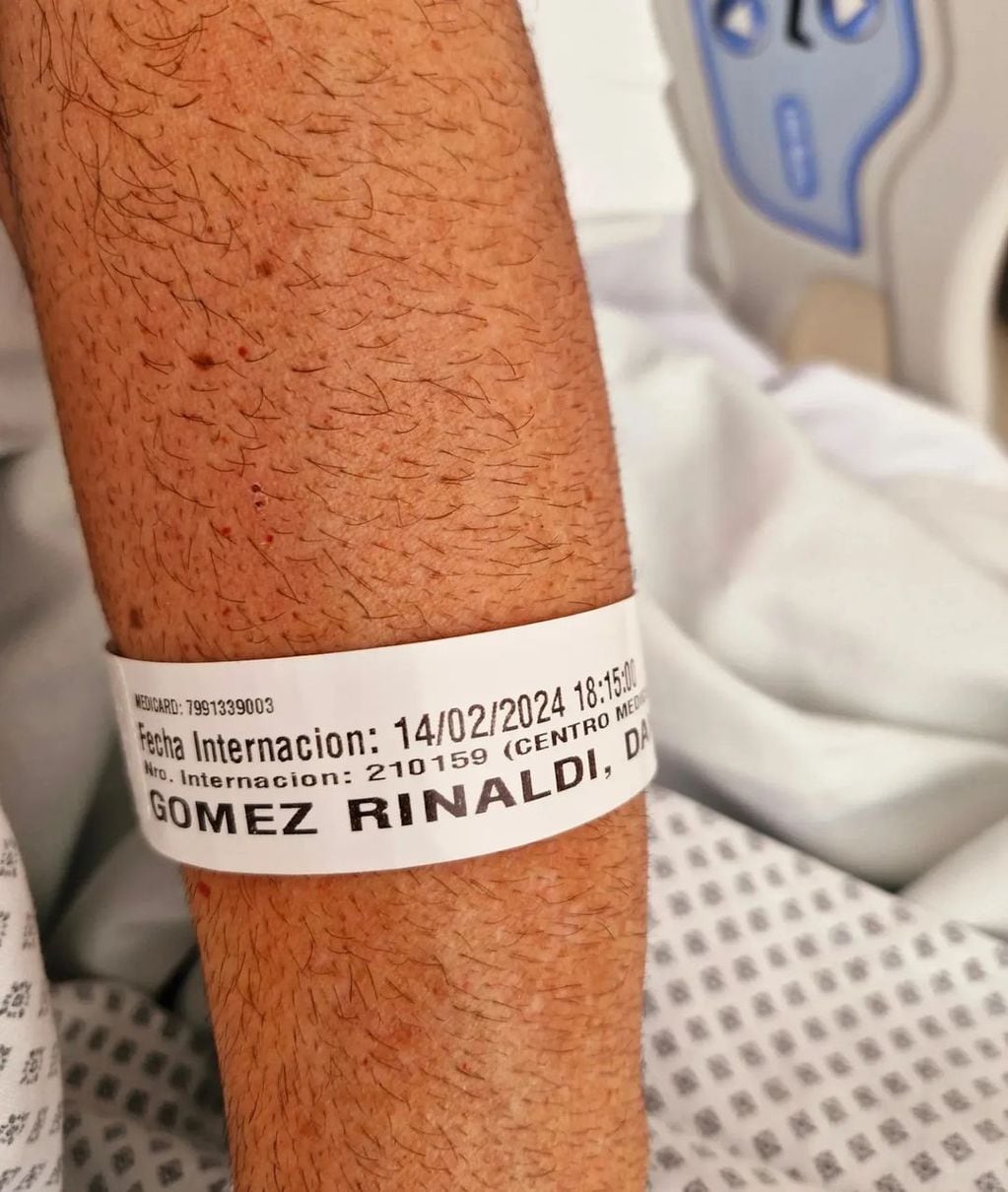 Daniel Gómez Rinaldi fue internado de urgencia. Gentileza Instagram.