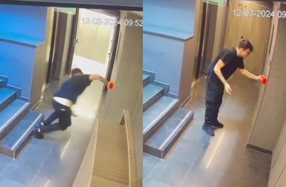 “¿Soy el único que piensa que ese escalón está fuera de lugar? ¿Quien diseñó esa escalera que invade el pasillo?”, preguntó un internauta. Foto: Captura video.