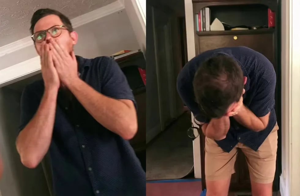 La emotiva reacción de un hombre al descubrir que va a ser papá. Foto: Captura Redes