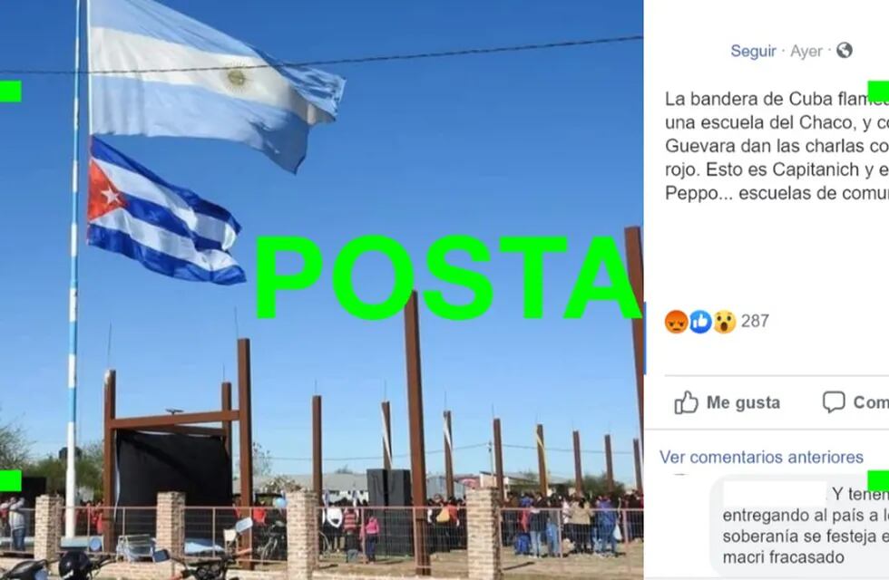 Sí, hubo un acto escolar en Chaco donde se izó la bandera argentina junto a la de Cuba
