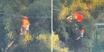 Video: un niño de 6 años cayó de una tirolesa desde 12 metros de altura y se salvó de milagro