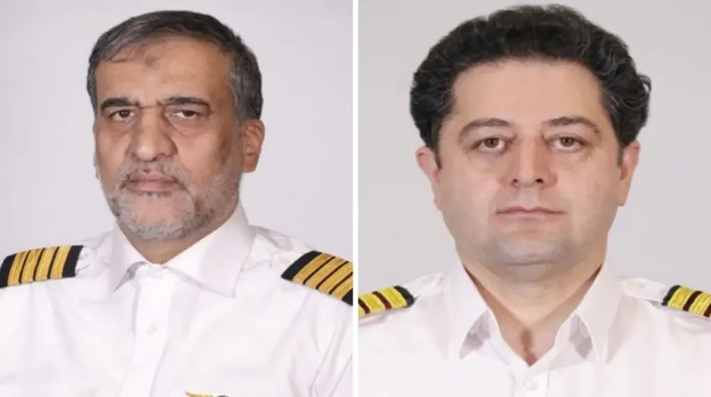 Los presuntos pilotos del misterioso avión que aterrizó en Buenos Aires. A la derecha, Ghasemi. Foto: Web