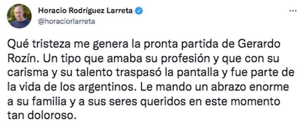 Horacio Rodríguez Larreta despidió a Gerardo Rozín (Twitter)
