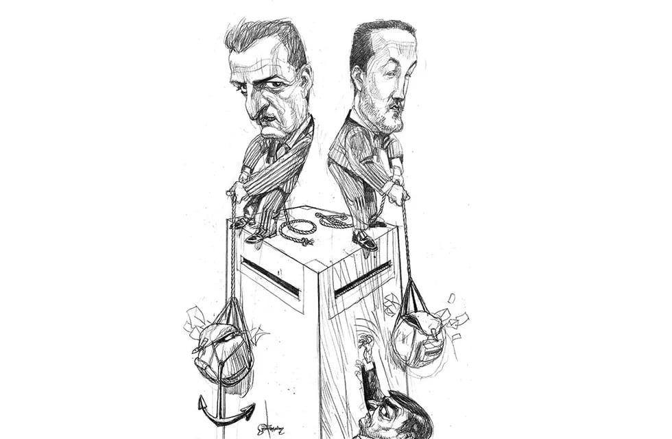 Ilustración: Gabriel Fernández.
Massa, Petri y De Marchi