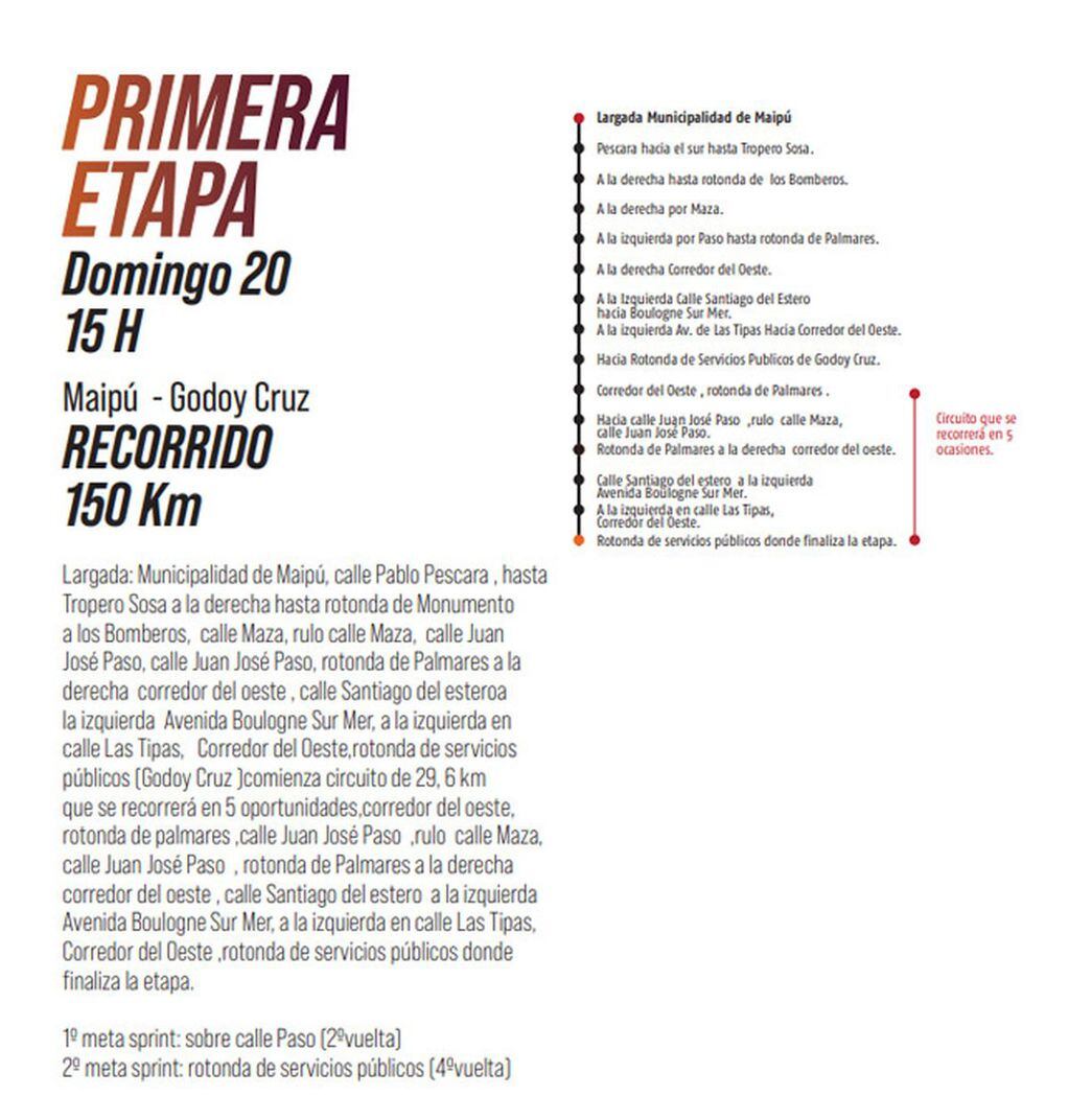 PRIMERA ETAPA DE LA 46° VUELTA CICLISTICA DE MENDOZA. / Gentileza.