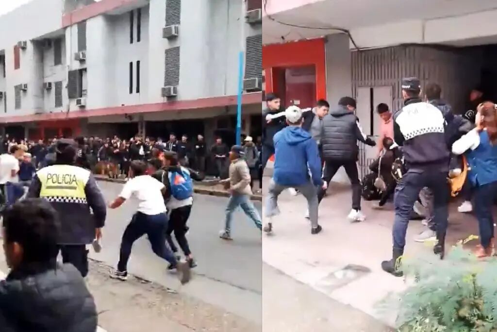 salvaje batalla campal entre estudiantes de dos escuelas de Tucumán