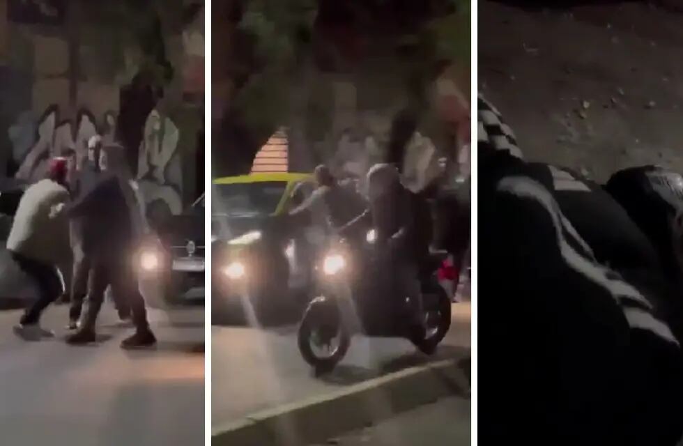 Impactante pelea entre dos taxistas terminó con un motociclista embestido y género caos en Palermo. Foto: captura.