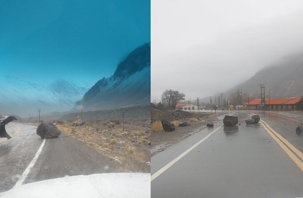 Temporal en Alta Montaña: se desprendieron piedras sobre la ruta 7 y hay alerta por nevadas (Prensa Gendarmería Nacional)