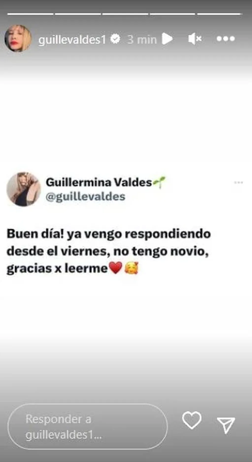 El sincero posteo de Guillermina Valdés.