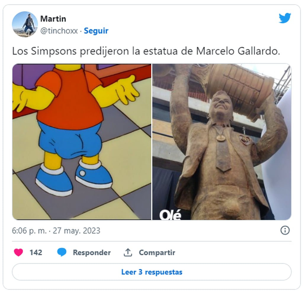 Estallaron los memes luego de conocerse la estatua al 'Muñeco' Gallardo. Foto: Twitter/@tinchoxx