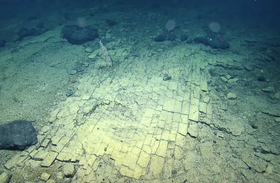 Un antiguo lecho de lago seco pavimentado se asemejaba a un camino de baldosas amarillas. Fuente: Web / Los Andes