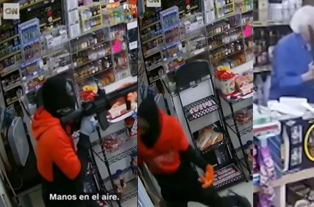 Video: un ladrón entró a robar a una tienda armado con un rifle y el dueño lo sacó a escopetazos. / Foto: captura de video