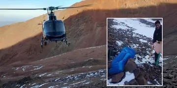 Rescataron con el helicóptero policial a una andinista accidentada en Potrerillos