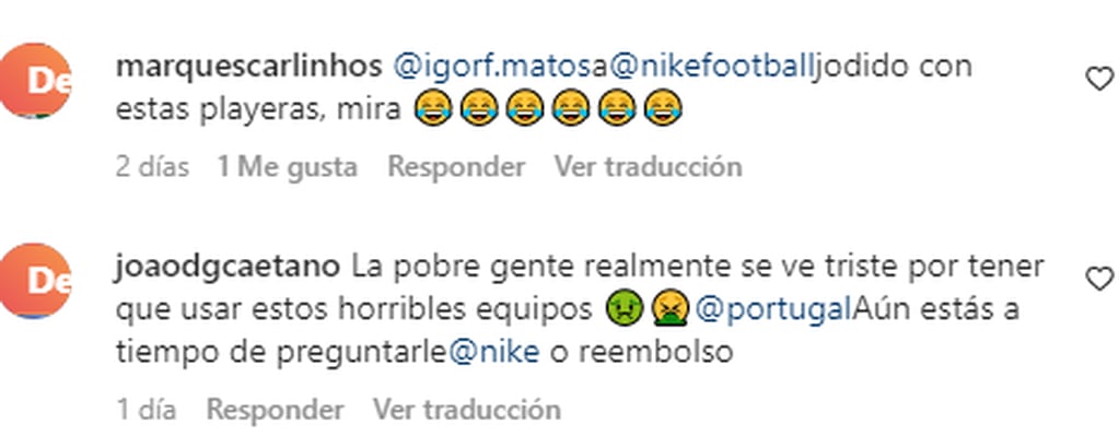 Las críticas de los fans portugueses hacia Nike