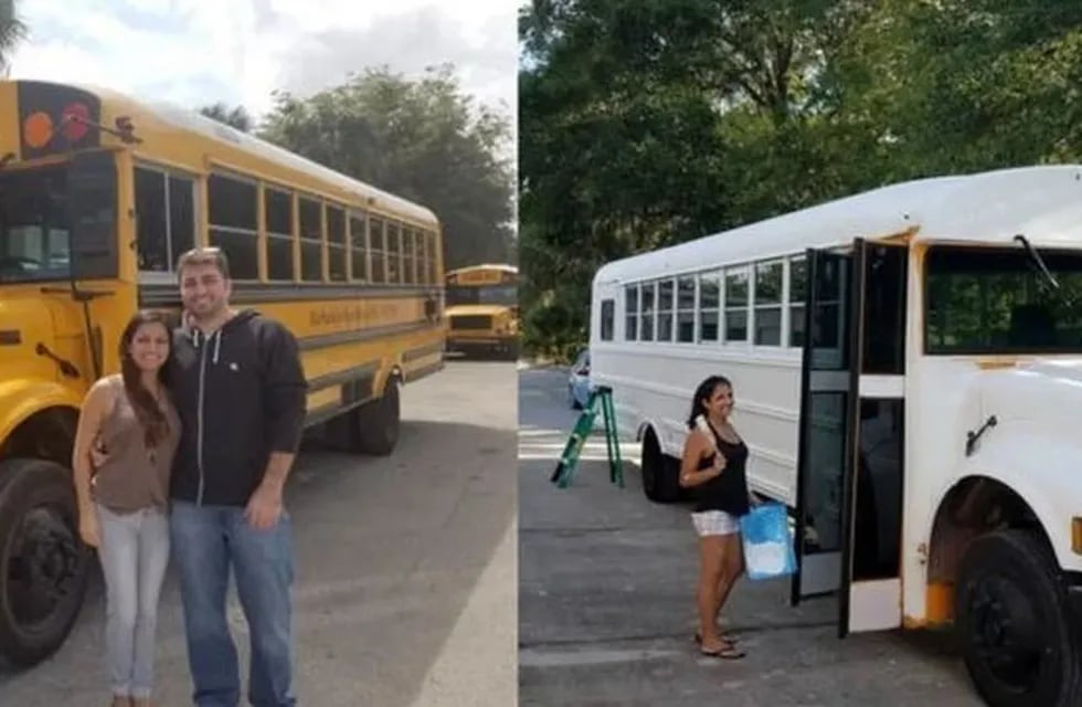 Parte del proceso de transformación del autobús escolar.