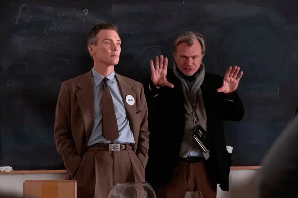 Nolan dándole indicaciones a Murphy en "Oppenheimer". Foto: web.