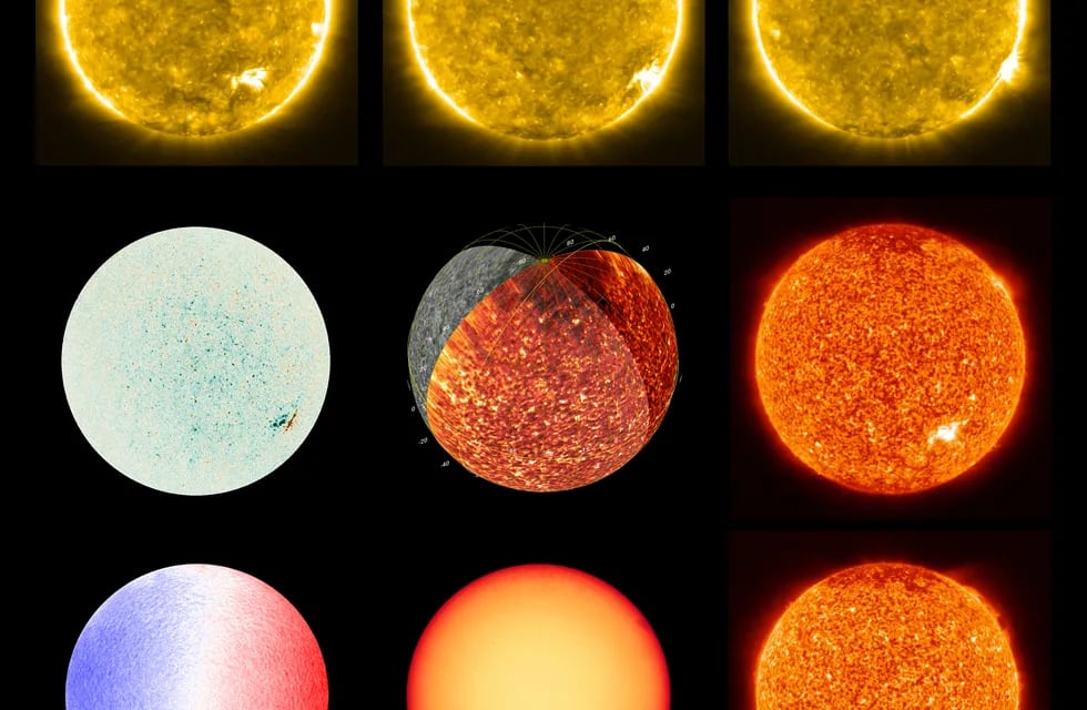 Las imágenes del Sol tomadas con la Cámara Polarimétrica y Heliosísmica (PHI) y la Cámara Ultravioleta Extrema (EUI) de la nave espacial Solar Orbiter. AFP