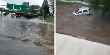 Inundación en los accesos a Mendoza
